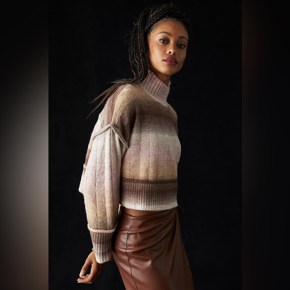 PILCRO Cropped Mock Neck Jumper